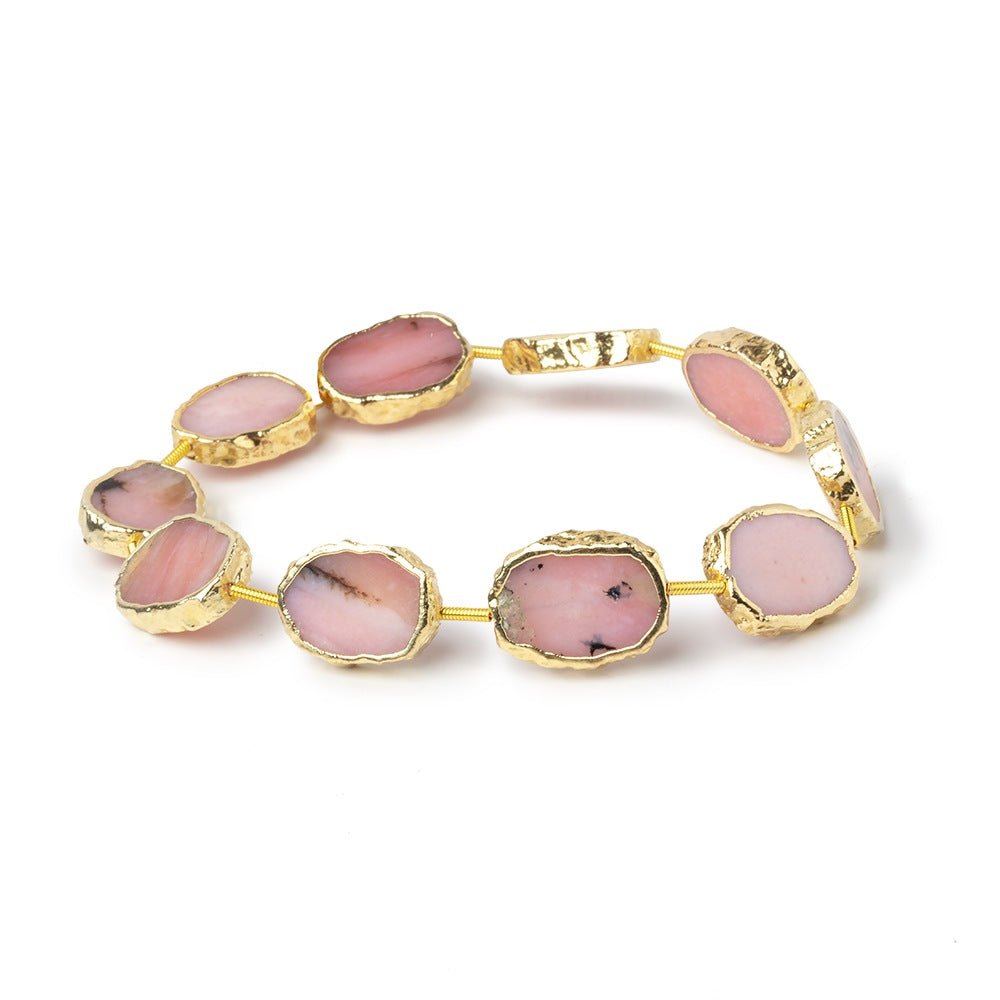 15-17mm Gold Leaf Pink Peruvian Opal Plain Slice Strand 10 Beads