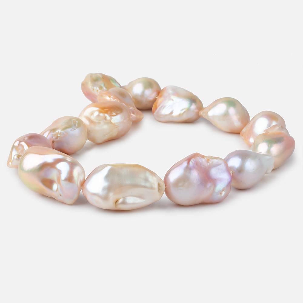15.5x27-18x31mm Blush Pink & Off White Ultra Baroque Freshwater Pearls 16 inch pieces AA grade