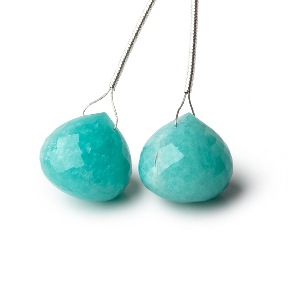 15mm Amazonite Faceted Candy Kiss Focal Beads Set of 2 Pieces