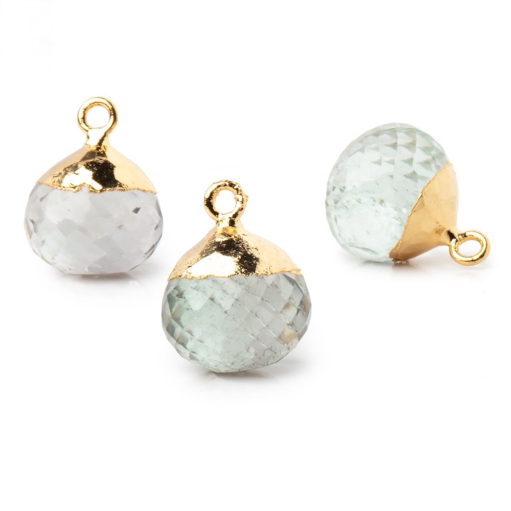 15mm Gold Leafed Prasiolite Faceted Candy Kiss Focal Bead 1 piece