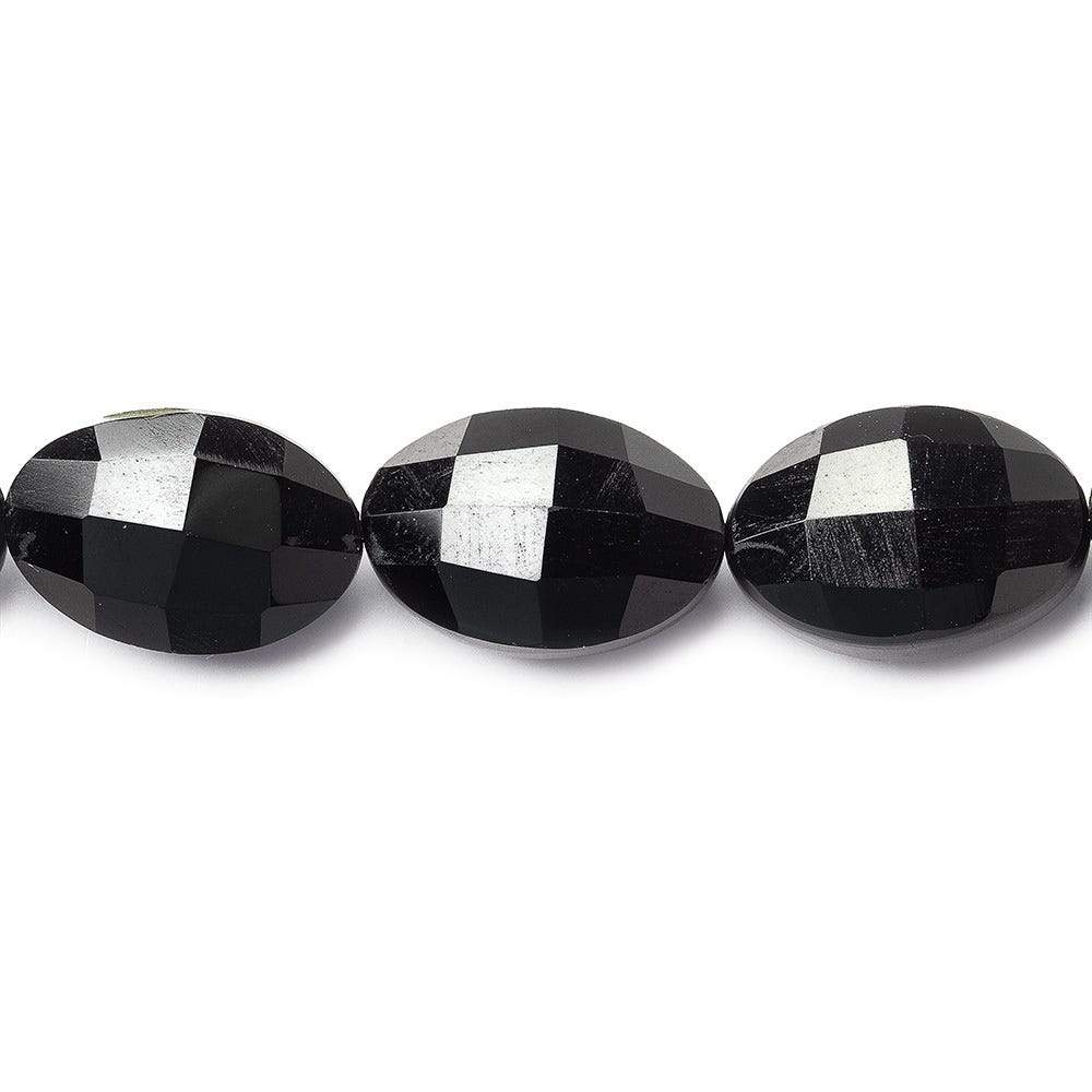 15x10mm Black Onyx straight drilled faceted oval beads 8 inch 14 pieces AAA