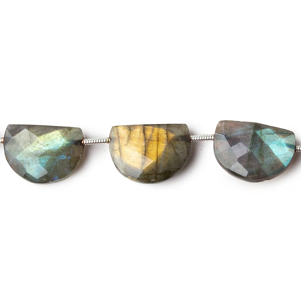 15x11mm Labradorite east west faceted half moon beads 8 inch 10 beads