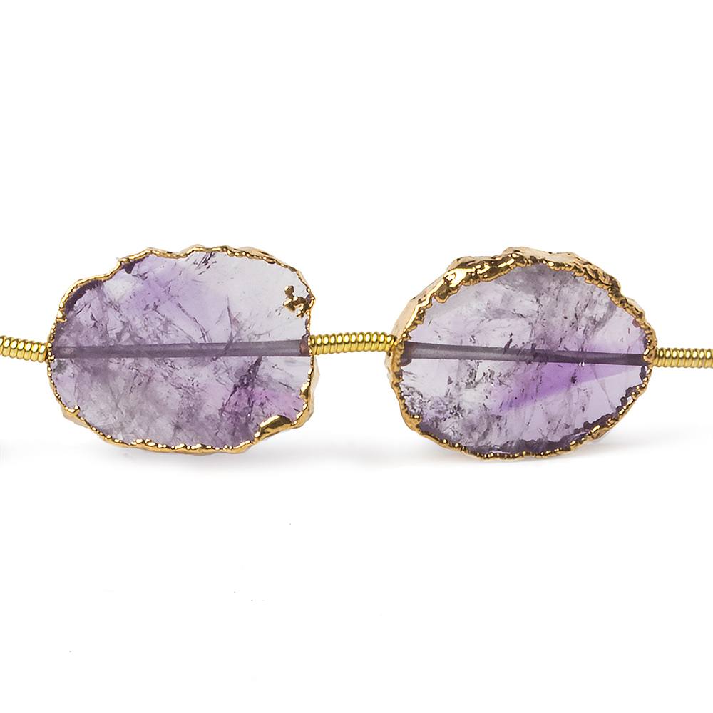 15x12-16x12mm Gold Leafed Amethyst straight drilled Slices 7 inch 9 beads