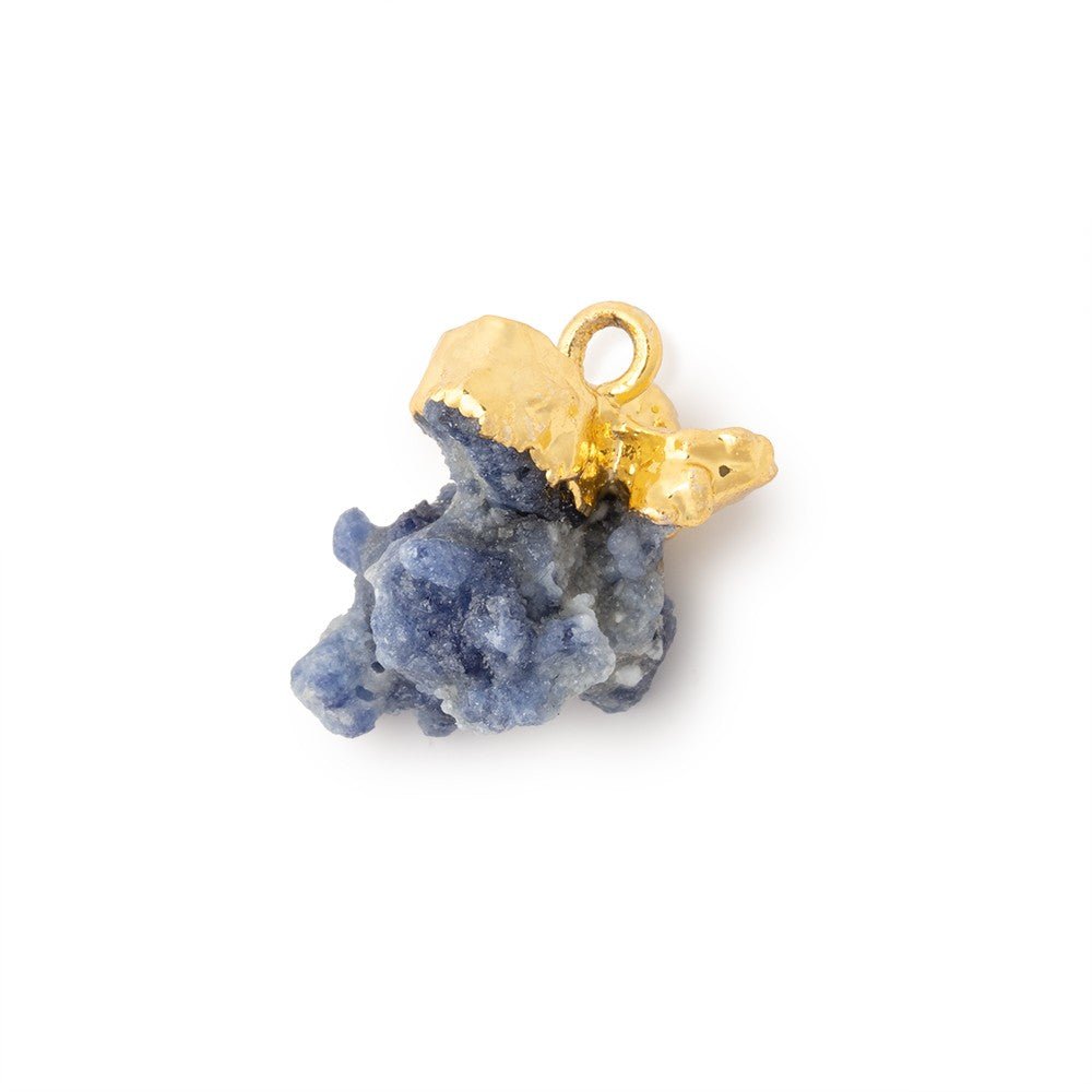 15x15mm Gold Leafed Blue Jammu Sapphire Natural Crystal 1 Pendant
