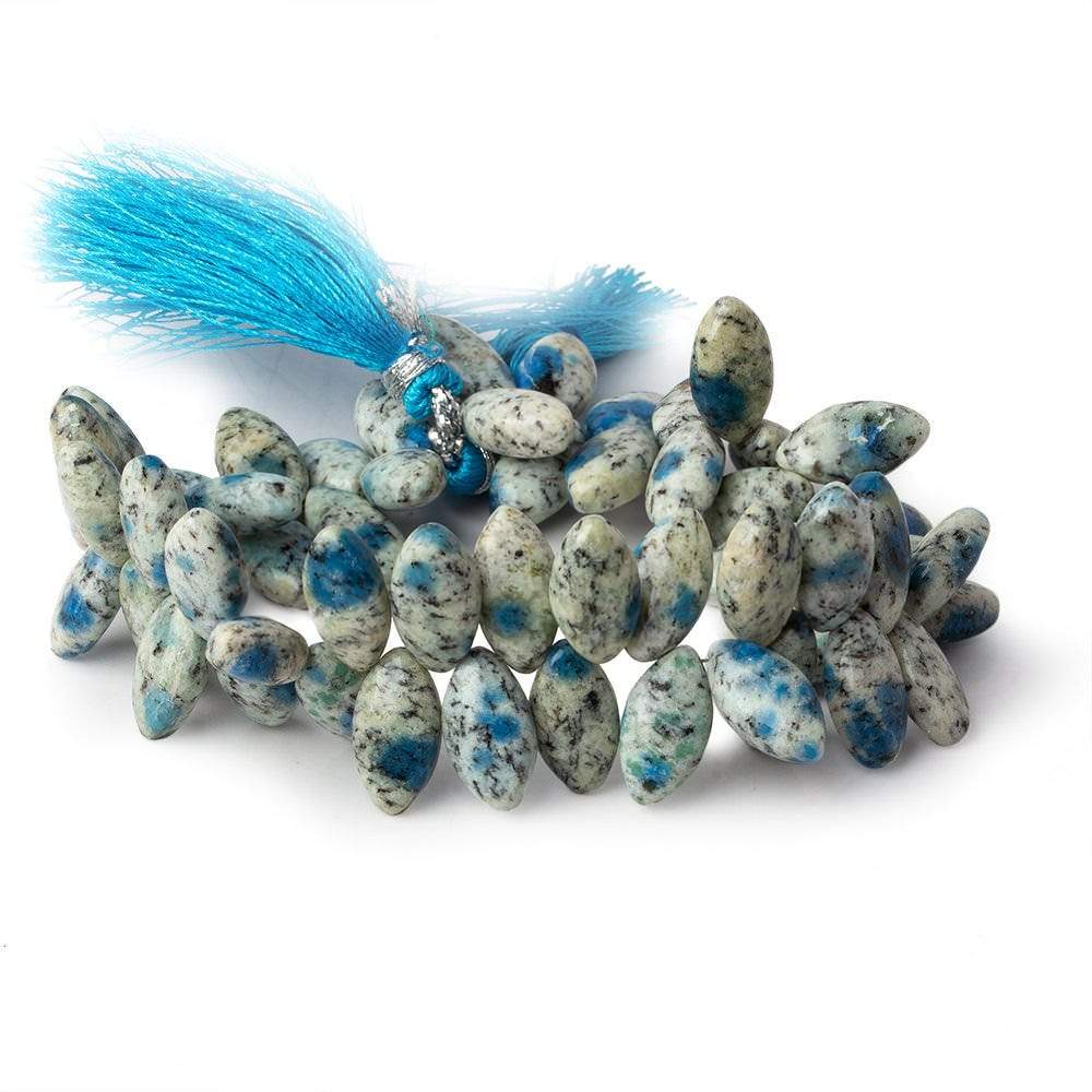 15x8mm K2 Azurite Granite "K2 Jasper" plain marquise beads 8 inch 55 pieces