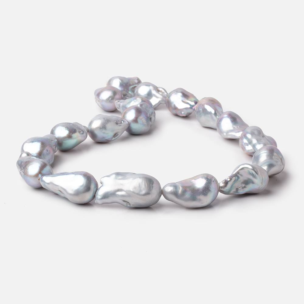 16-21mm Lilac Silver Ultra Baroque Freshwater Pearls 15.5 inch 18 Beads AA