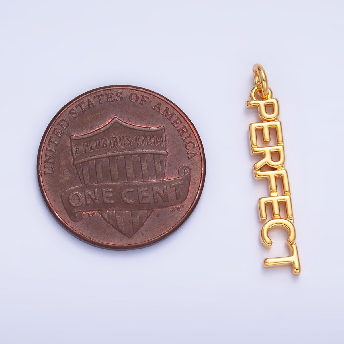 16K Gold Filled "PERFECT" Script Charm in Gold & Silver | W316