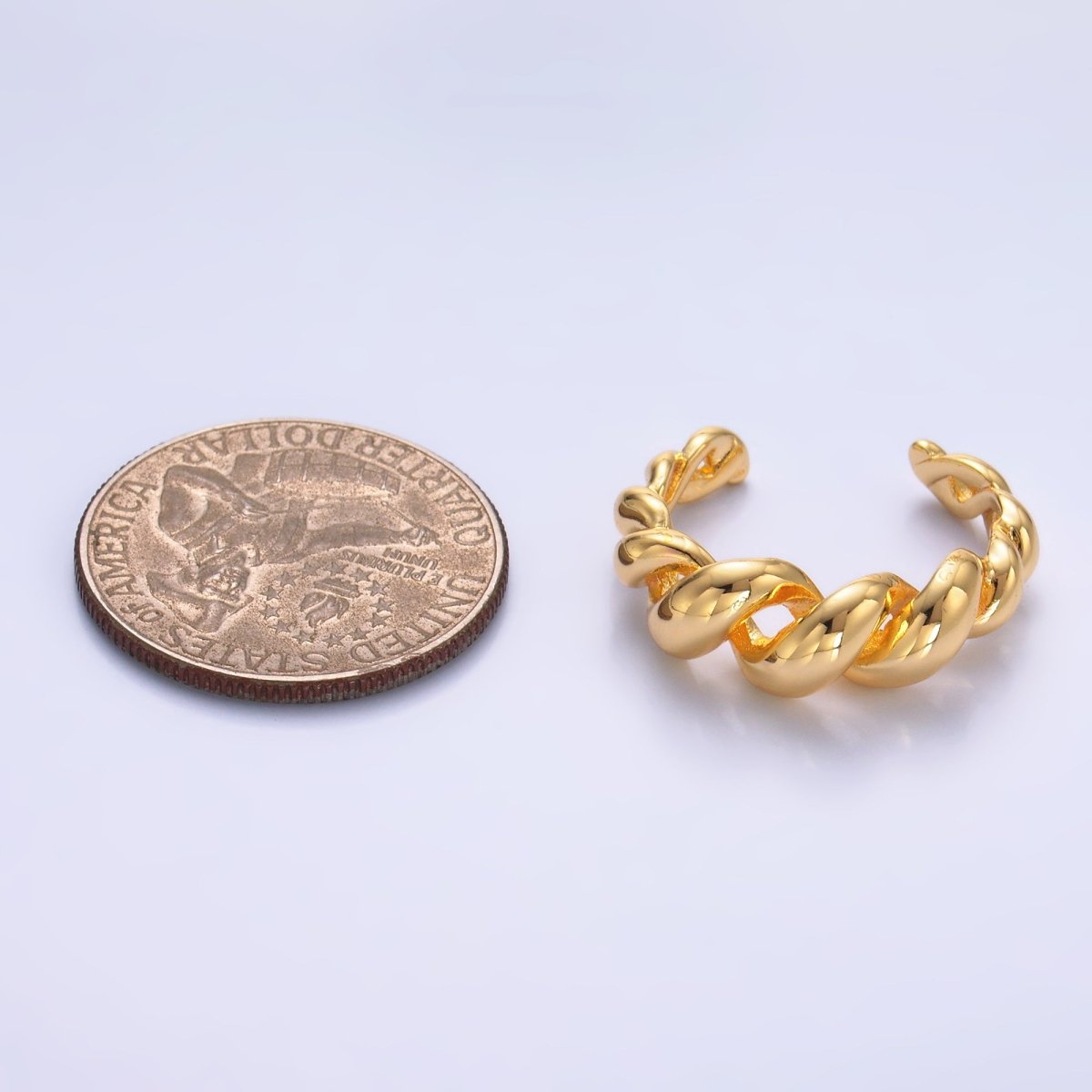 16K Gold Filled Spiral Twisted Out Rope Ring | O552