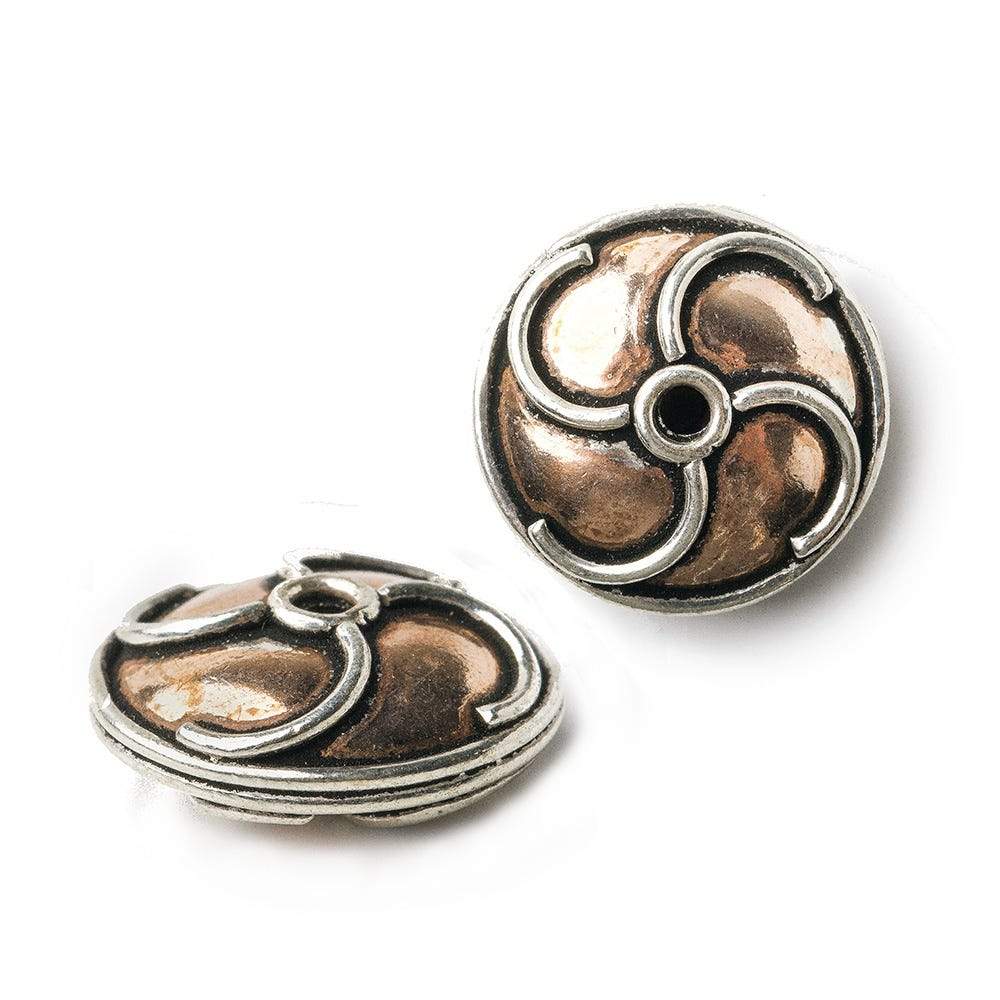 16mm Copper and Sterling Silver Plain Disc with Pinwheel Set of 2