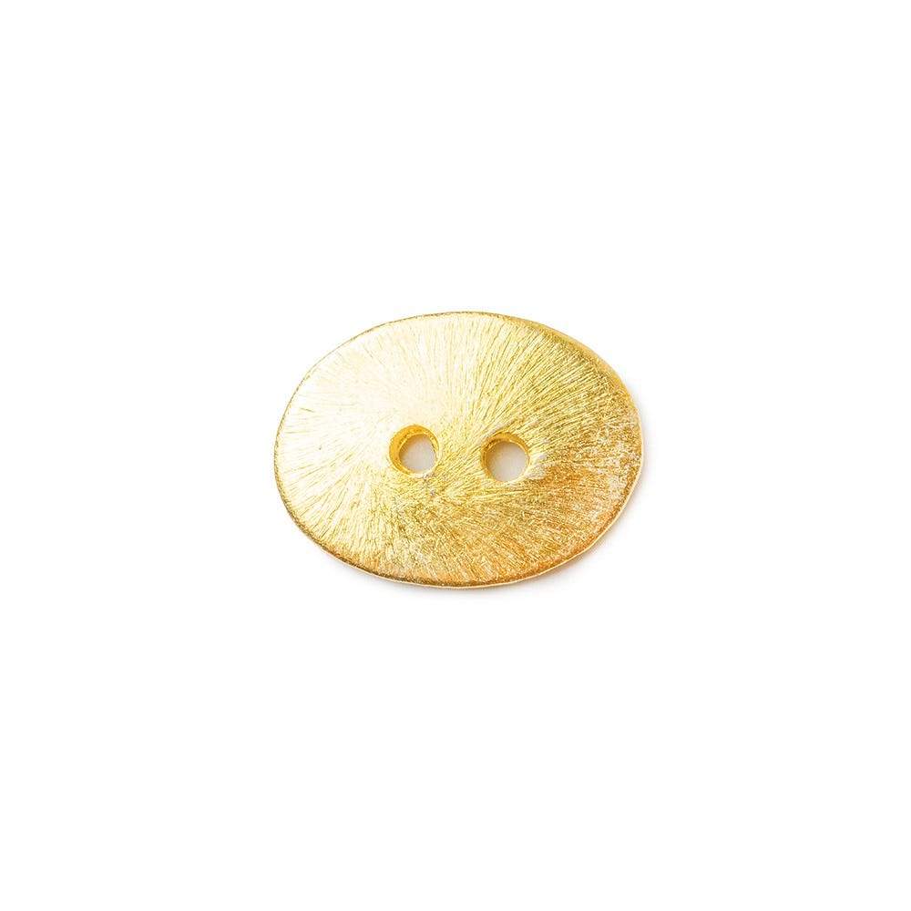 16x12mm 22kt Gold plated Copper Bead Button Brushed Oval, 10 Pcs