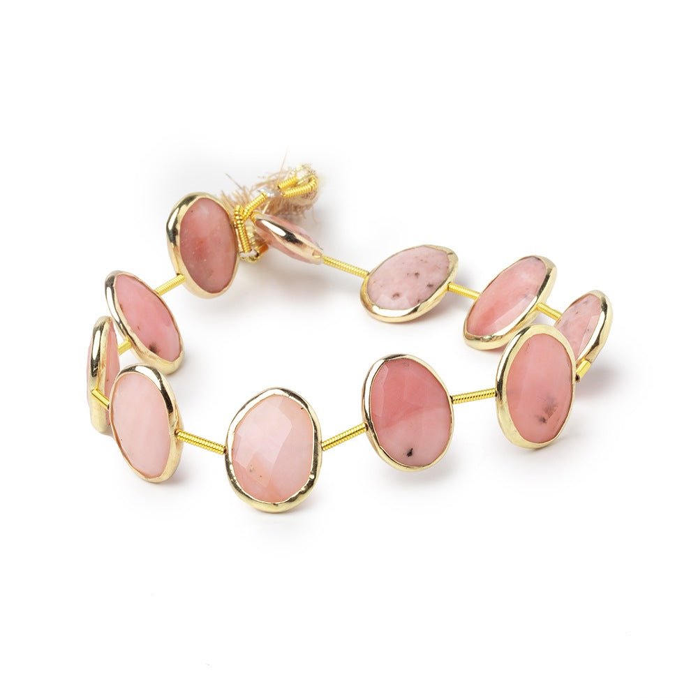 16x12mm Vermeil Bezel Pink Peruvian Opal Faceted Nugget Strand 10 Beads