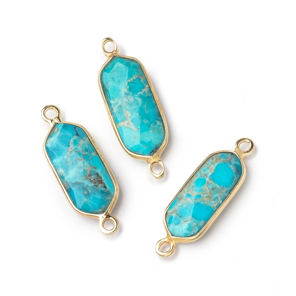 16x8mm Vermeil Bezel Turquoise Howlite Modified Marquise Connector 1 piece