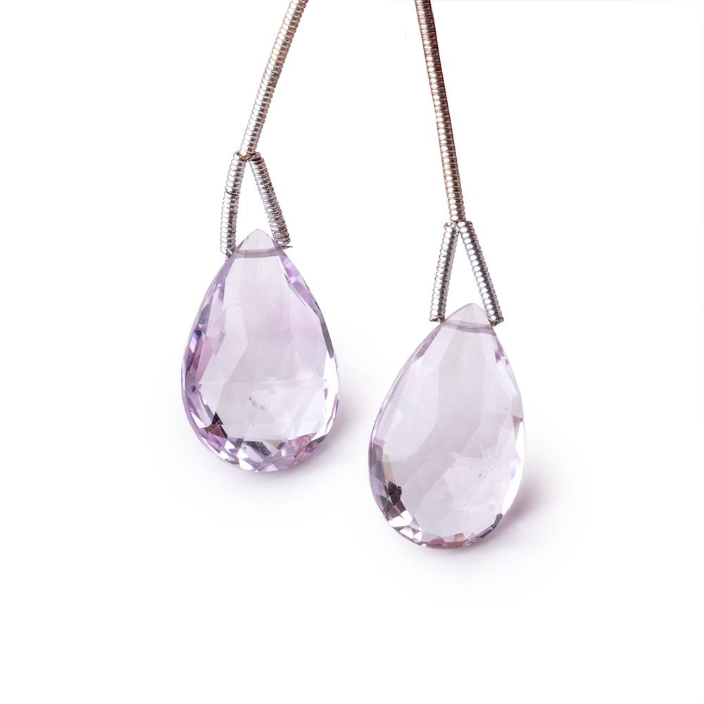 17-18mm Pink Amethyst Faceted Pear Set of 2 Focal Beads