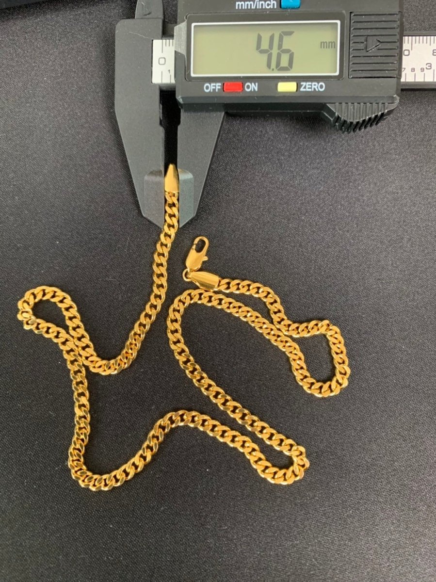 17.7'' Ready to Use 24K Gold Filled Cuban Curb Necklace Chain, Layering Curb Chain Necklace, Lobster Clasp, Width is 4.6mm | CN-524 Clearance Pricing