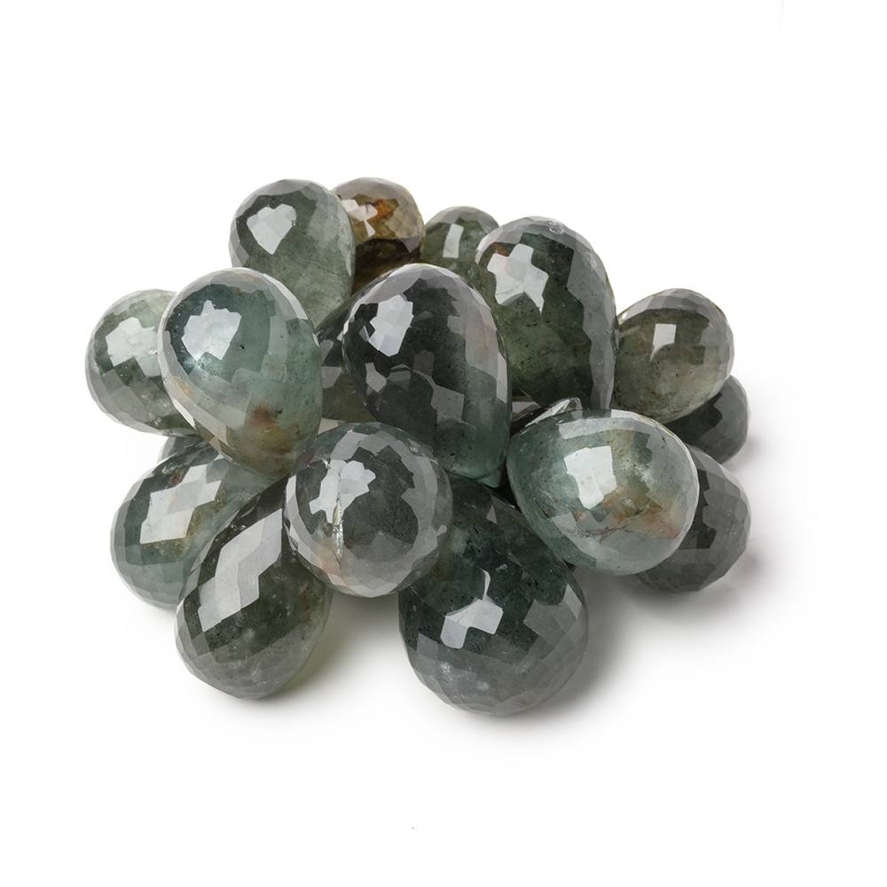 17x11-24x17mm Moss Aquamarine Faceted Tear Drops 4 inch 25 Beads AA