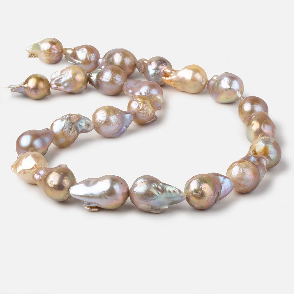 17x12-22x12mm Multi Color straight drill Ultra Baroque Freshwater Pearls 17 inch 19 pcs