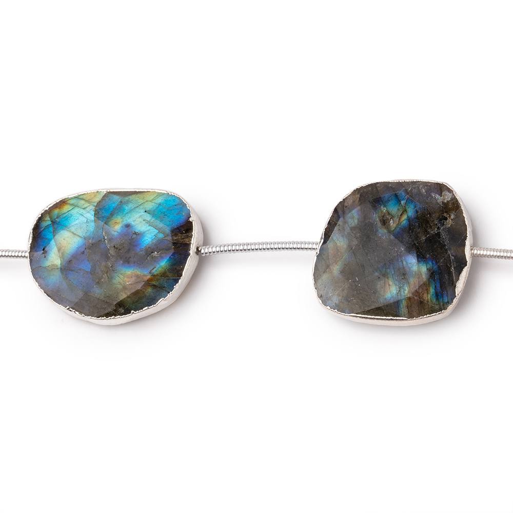 17x15-23x20mm Silver Leafed Labradorite Faceted Nugget Strand 5 Beads