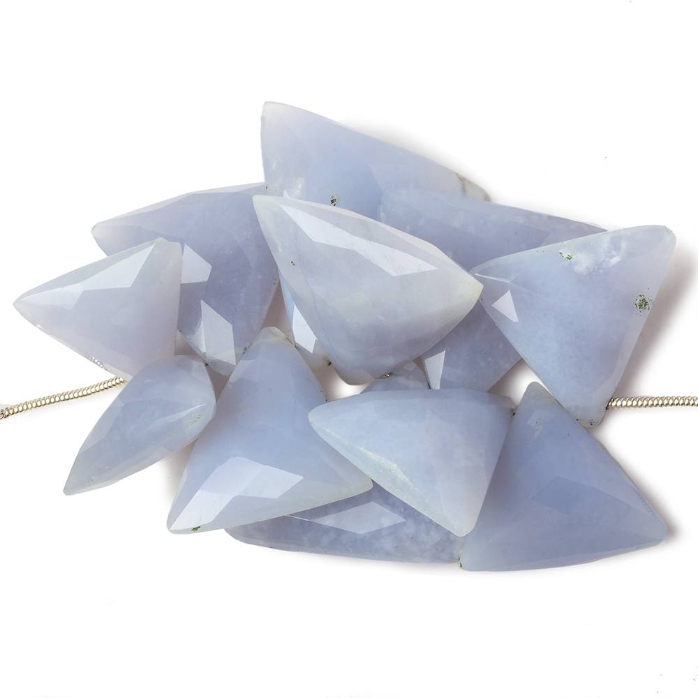 17x17-24x24mm Turkish Blue Chalcedony Faceted Trillion Beads 2.5 inch 11 pcs