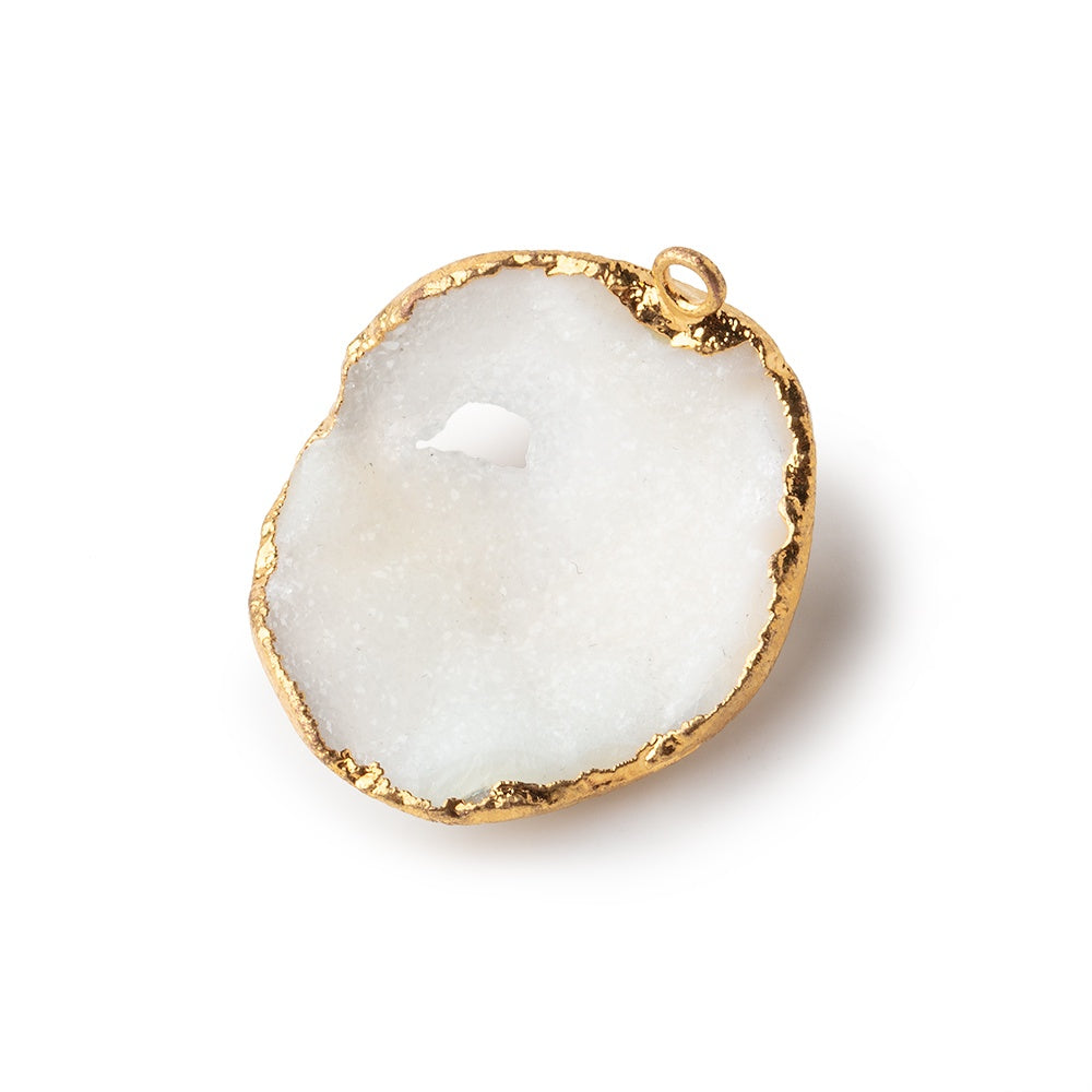 24x23x11mm 22kt Gold Leafed White Drusy Focal Pendant 1 piece