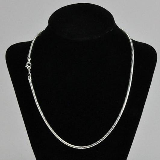 18" 1.5mm Snake Chain Necklace Finished with Lobster Clasp - Sold by the Piece - Available in Silver and Gold - Electro-Plated Nickel-Free - 100% Lead Safe - Solid Hypoallergenic Brass Core