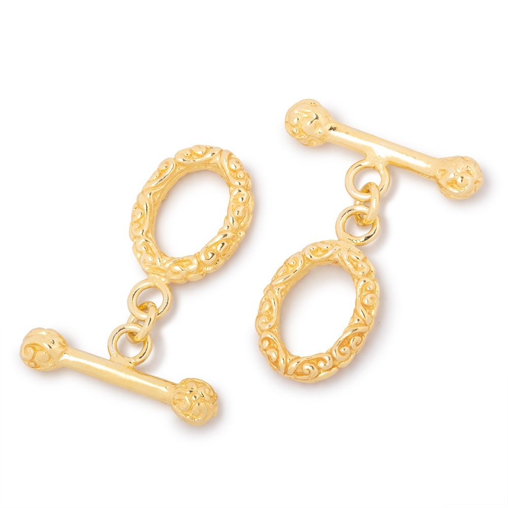 18x11mm Vermeil Toggle Bali Design 1 piece