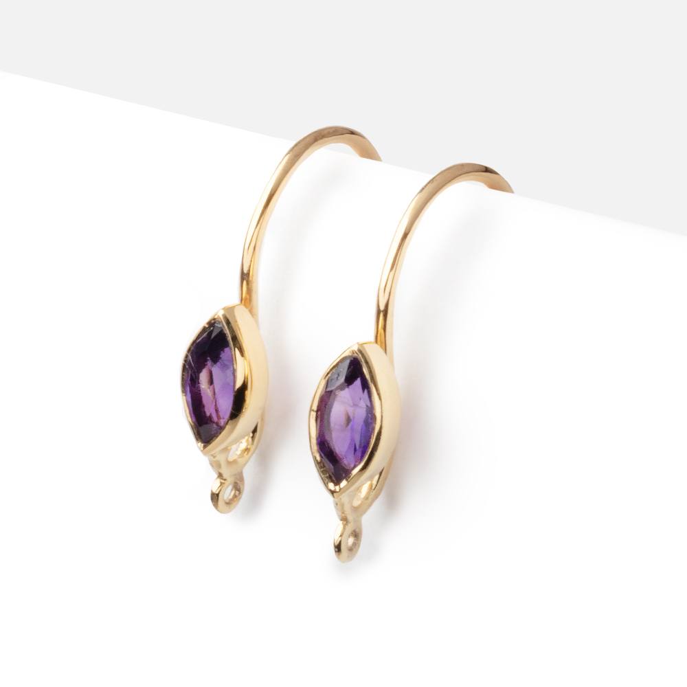 19mm African Amethyst Marquise Ear Wire Set of 2 pieces