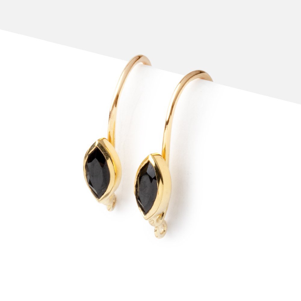 19mm Black Spinel Marquise Ear Wire Set of 2 pieces