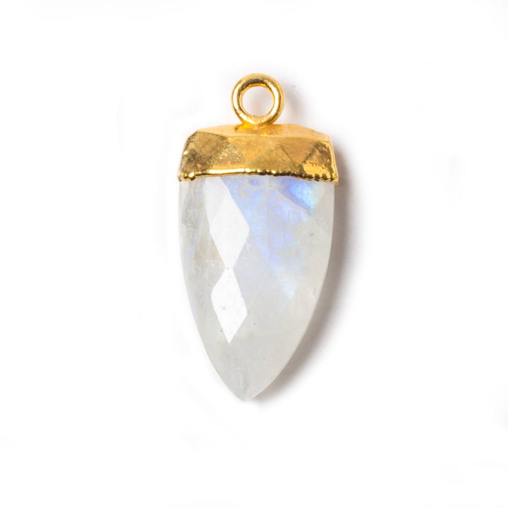 19x10mm Gold Leafed Rainbow Moonstone faceted Point Pendant 1 piece