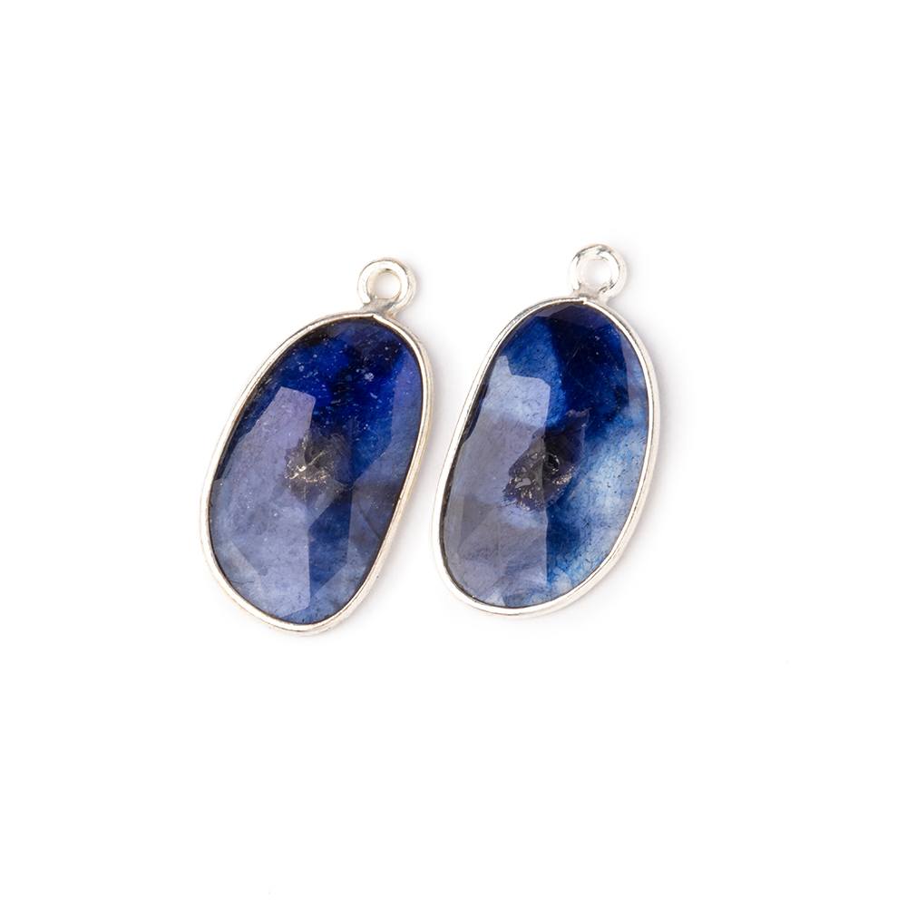 19x11.5mm .925 Silver Bezel Kyanite Faceted Freeform Set of 2 Pendants