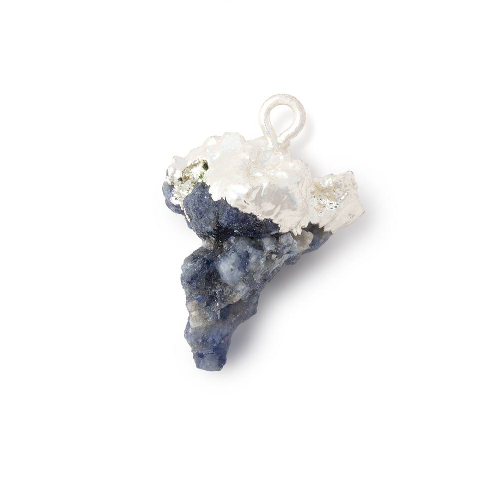 19x19mm Silver Leafed Blue Jammu Sapphire Natural Crystal 1 Pendant