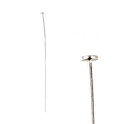 2" length Sterling Silver Disc Headpin, 24 Gauge Wire, 10 pieces per Bag