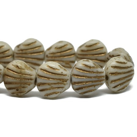 9mm Small Shell White with Gold Wash