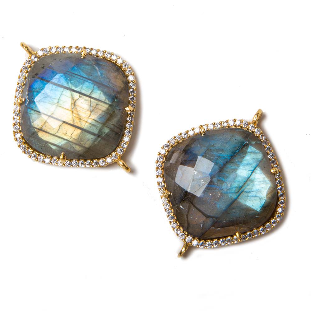 20.5mm Vermeil Labradorite CZ Bezel Pillow Connector 1 pc