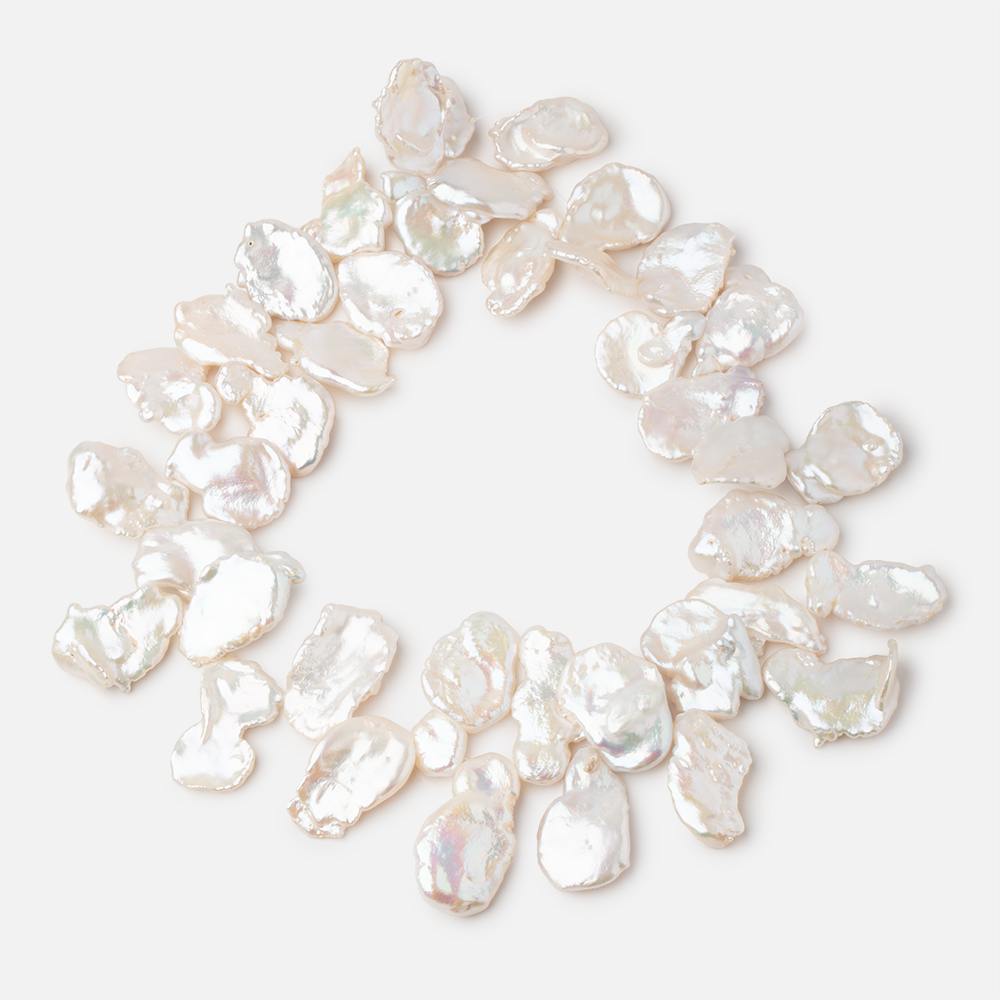 20x17-29x15mm White Top Drill Keshi Freshwater Pearls AA 13.5 inch 40 Beads