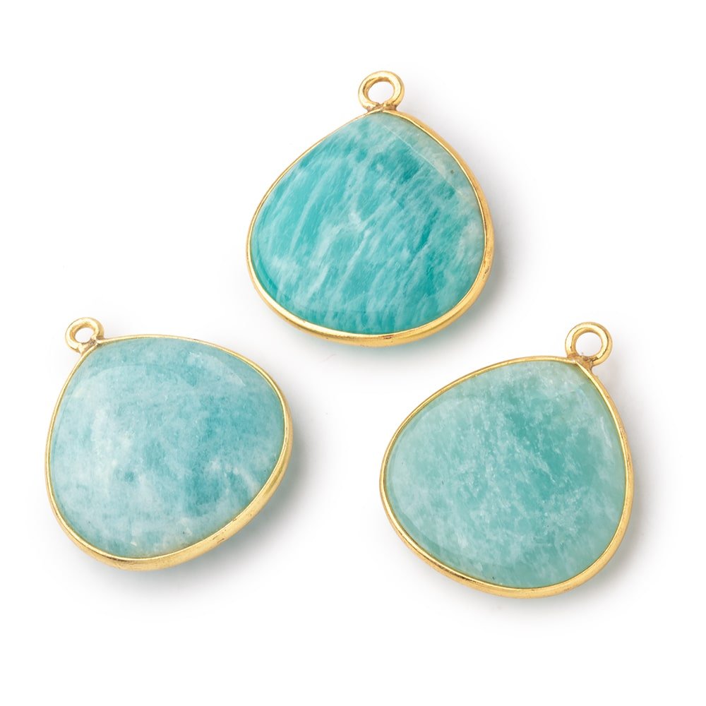 21mm Vermeil Bezel Amazonite Plain Heart Pendant 1 Focal Bead