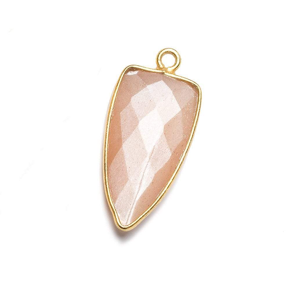 21x11mm Vermeil Bezel Angel Skin Peach Moonstone faceted point 1 focal bead