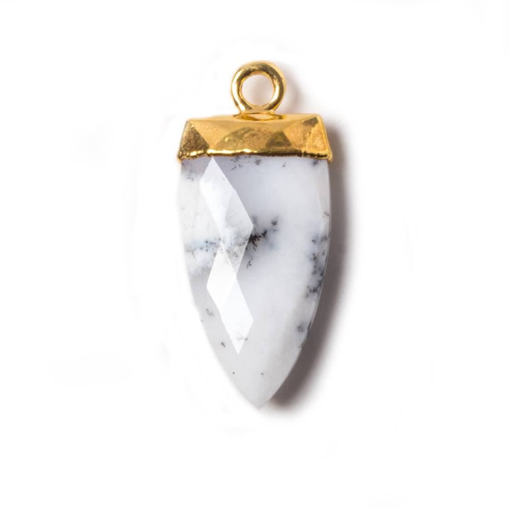 21x9mm Gold Leafed Dendritic Opal faceted Point Pendant 1 piece