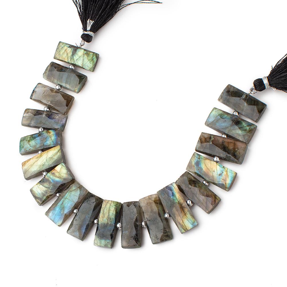 21x9mm Labradorite Side Drill Faceted Rectangle Beads 8 inch 18 pieces