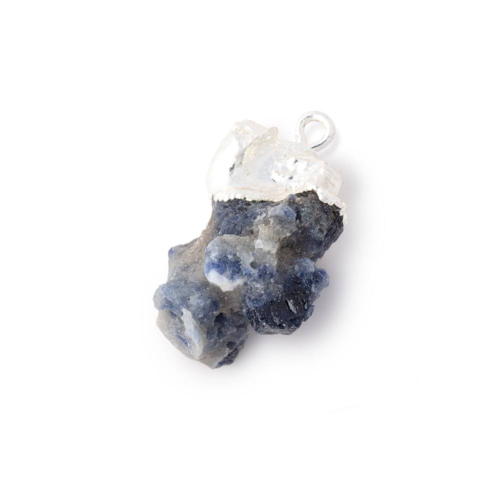 22x18mm Silver Leafed Blue Jammu Sapphire Natural Crystal 1 Pendant