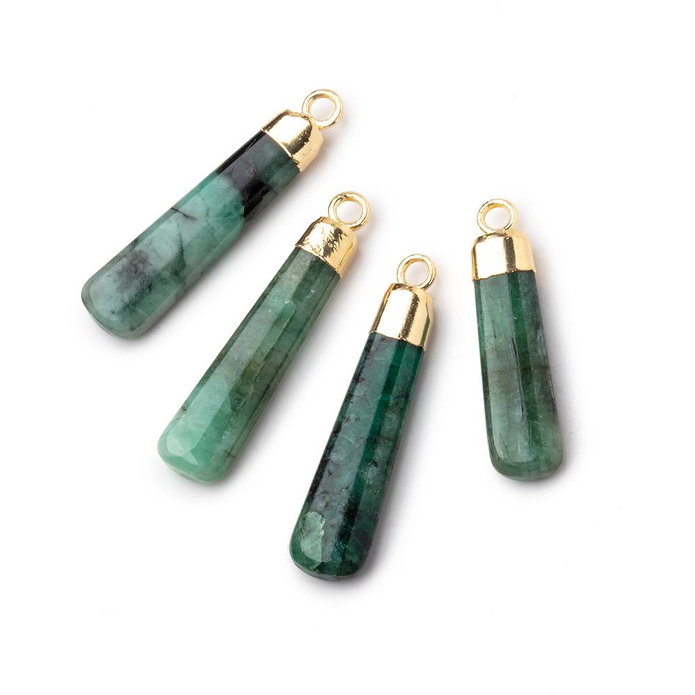 23x6mm Gold Leafed Emerald Plain Pear Pendant 1 piece