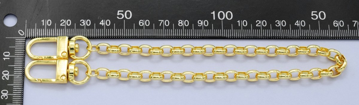 24K Gold Filled 11.5-Inch Rolo Chain Bag Purse Charm Swivel Keychain Findings | WA-2942