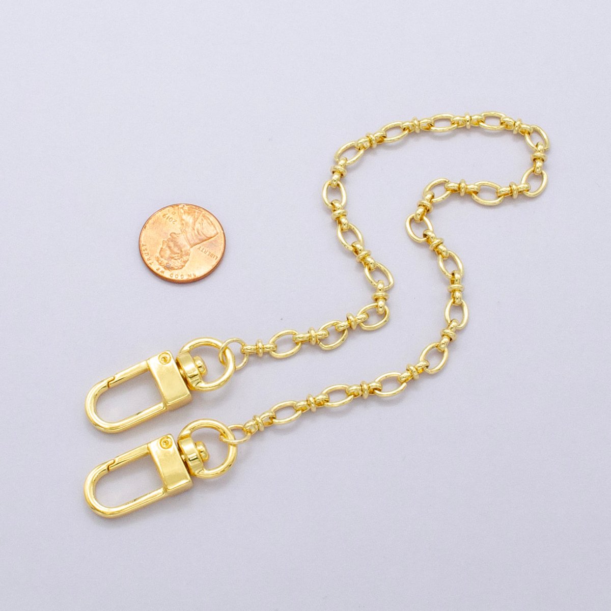 24K Gold Filled 12.5-Inch Oval Link Chain Bag Purse Charm Swivel Keychain Finding | WA-2764
