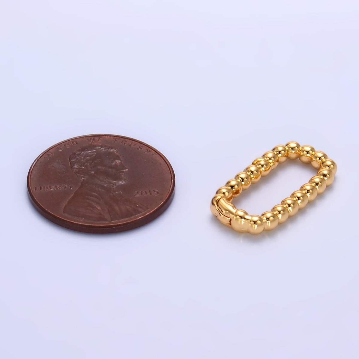 24K Gold Filled 18mm Beaded Bubble Push Rectangle Spring Gate Finding | Z1021