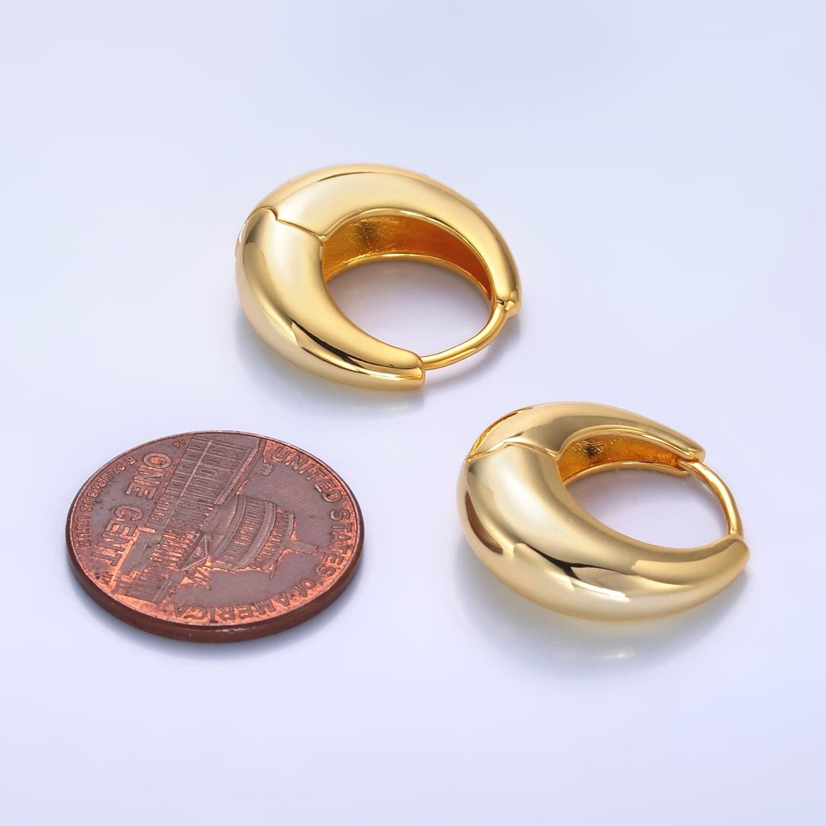 24K Gold Filled 18mm Minimalist Dome Hoop Earrings in Gold & Silver AB928 AB949