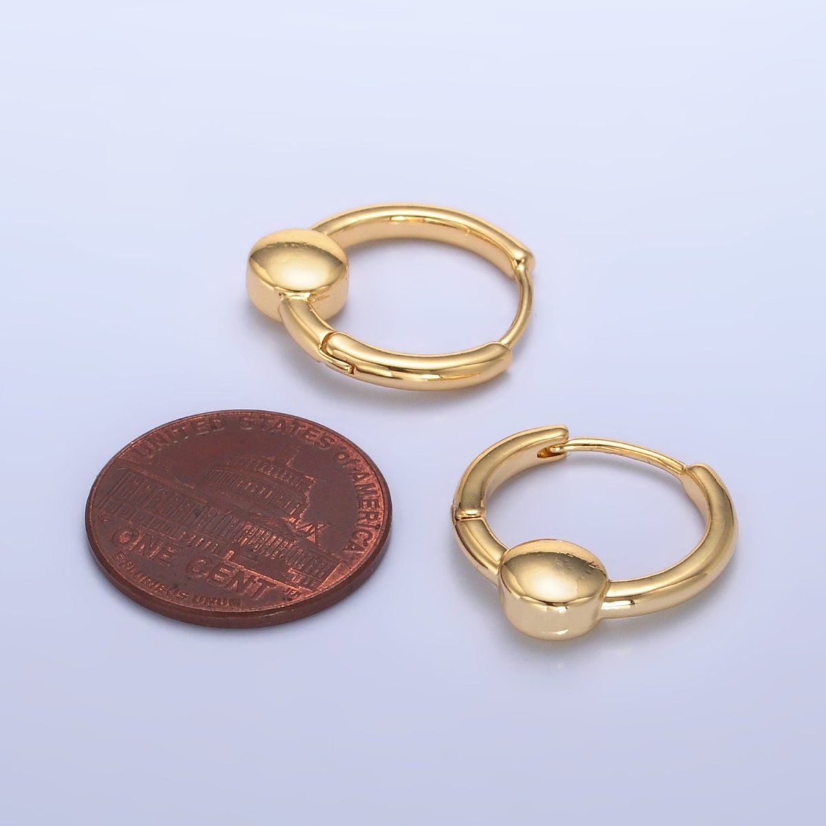 24K Gold Filled 18mm Round Minimalist Huggie Earrings | AB684