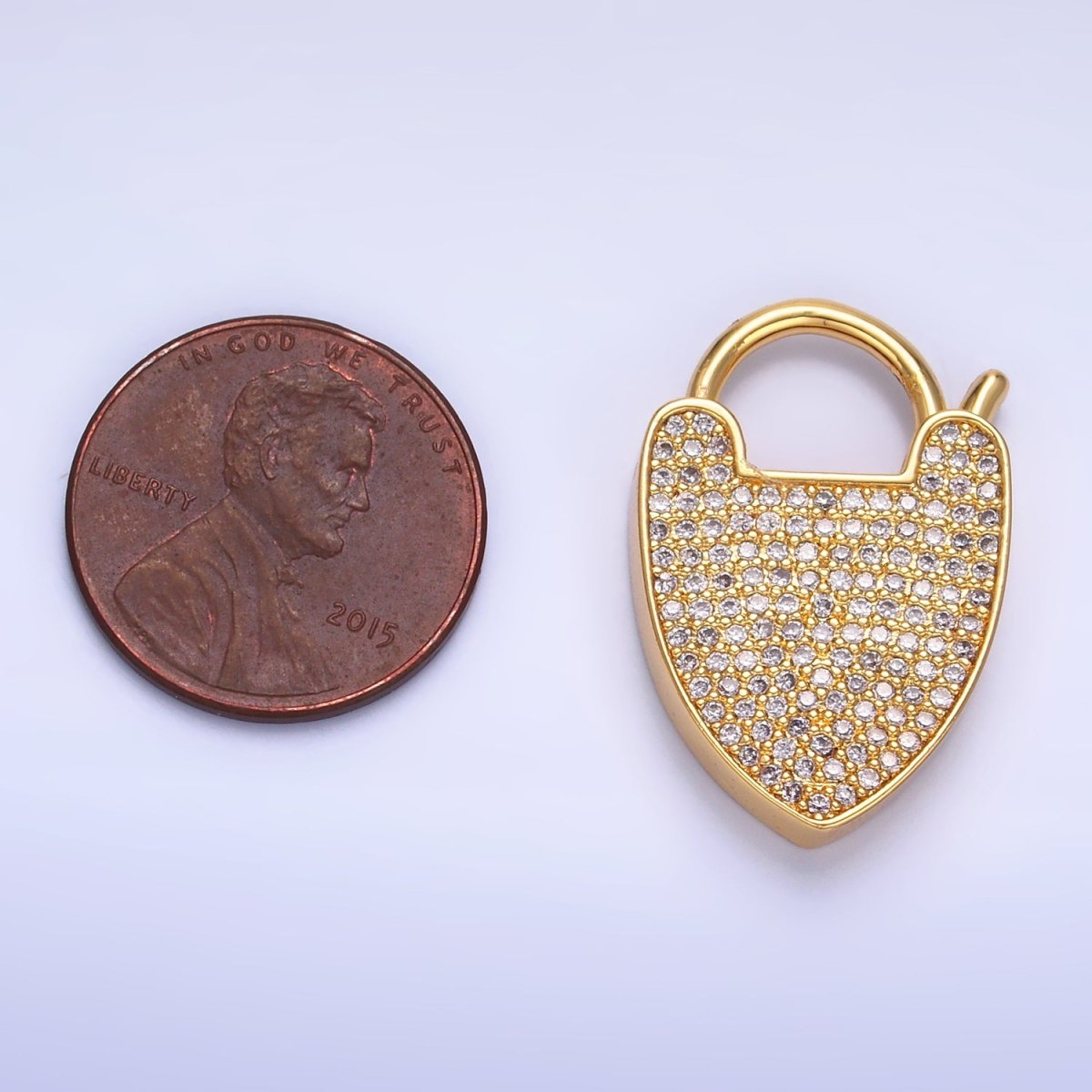 24K Gold Filled 25mm Micro Paved CZ Filigree Padlock Findings | Z1029