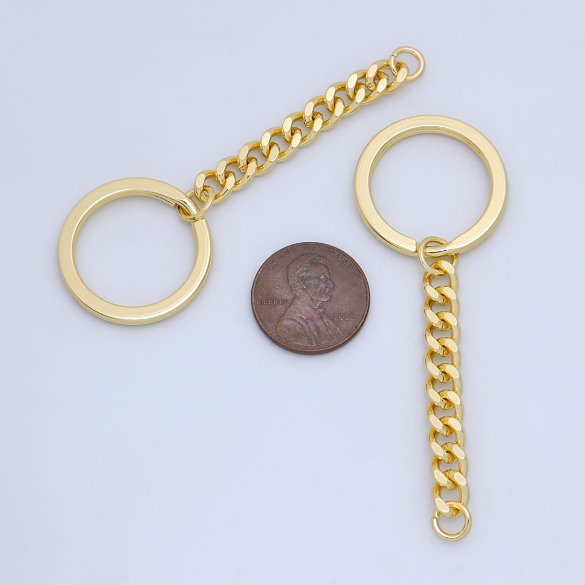 24K Gold Filled 3-Inch Concave Curb Chain Drop Keychain Findings | Z1072