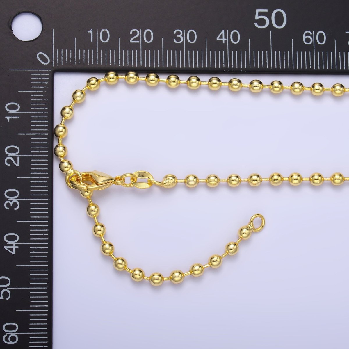 24K Gold Filled 3mm Bead Bar 18 Inch with 2 Inch Extender | WA-2741