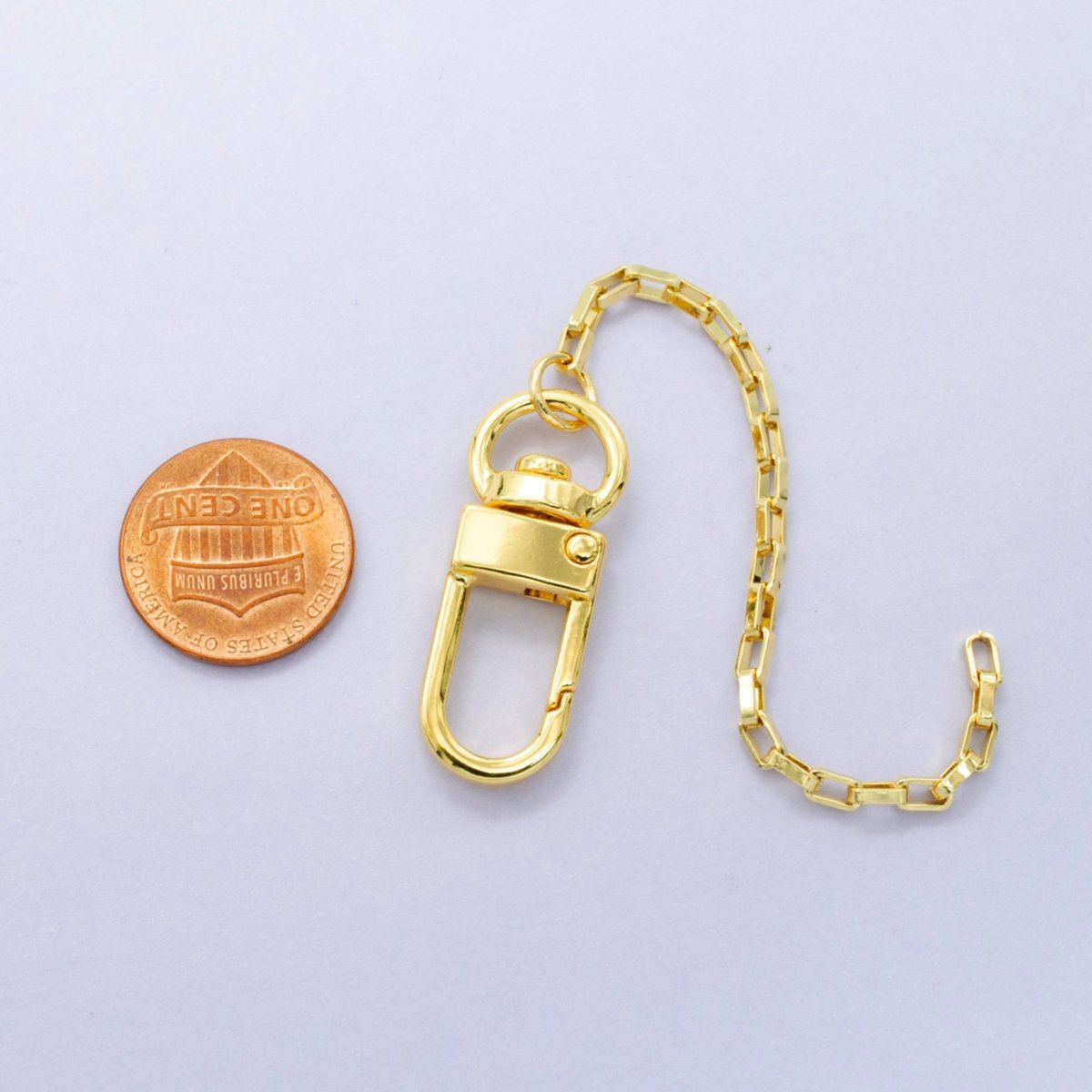 24K Gold Filled 5-Inch Box Link Chain Bag Purse Charm Swivel Keychain Findings | WA-2908