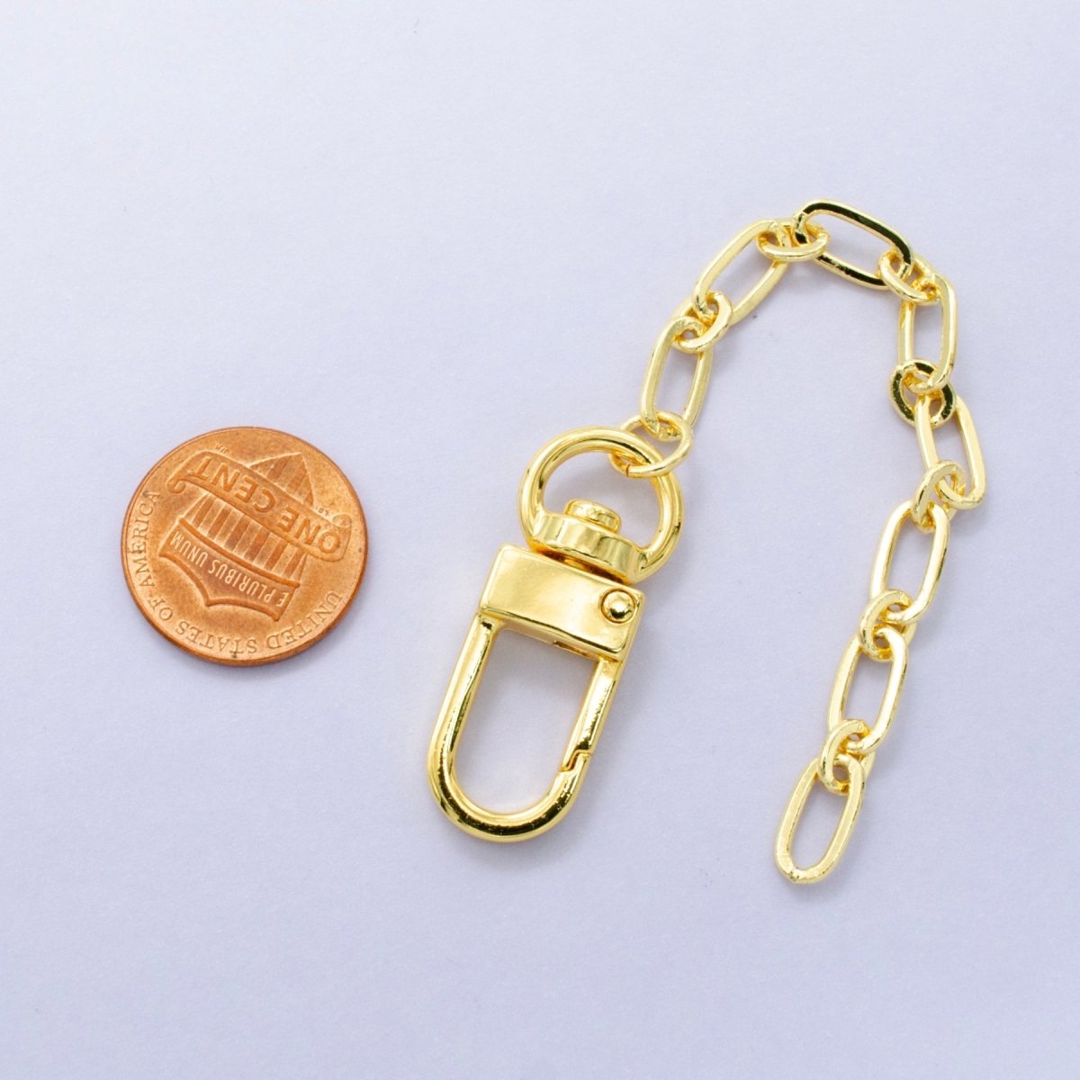24K Gold Filled 5-Inch Paperclip Rolo Link Chain Bag Purse Charm Swivel Keychain Findings | WA-2900